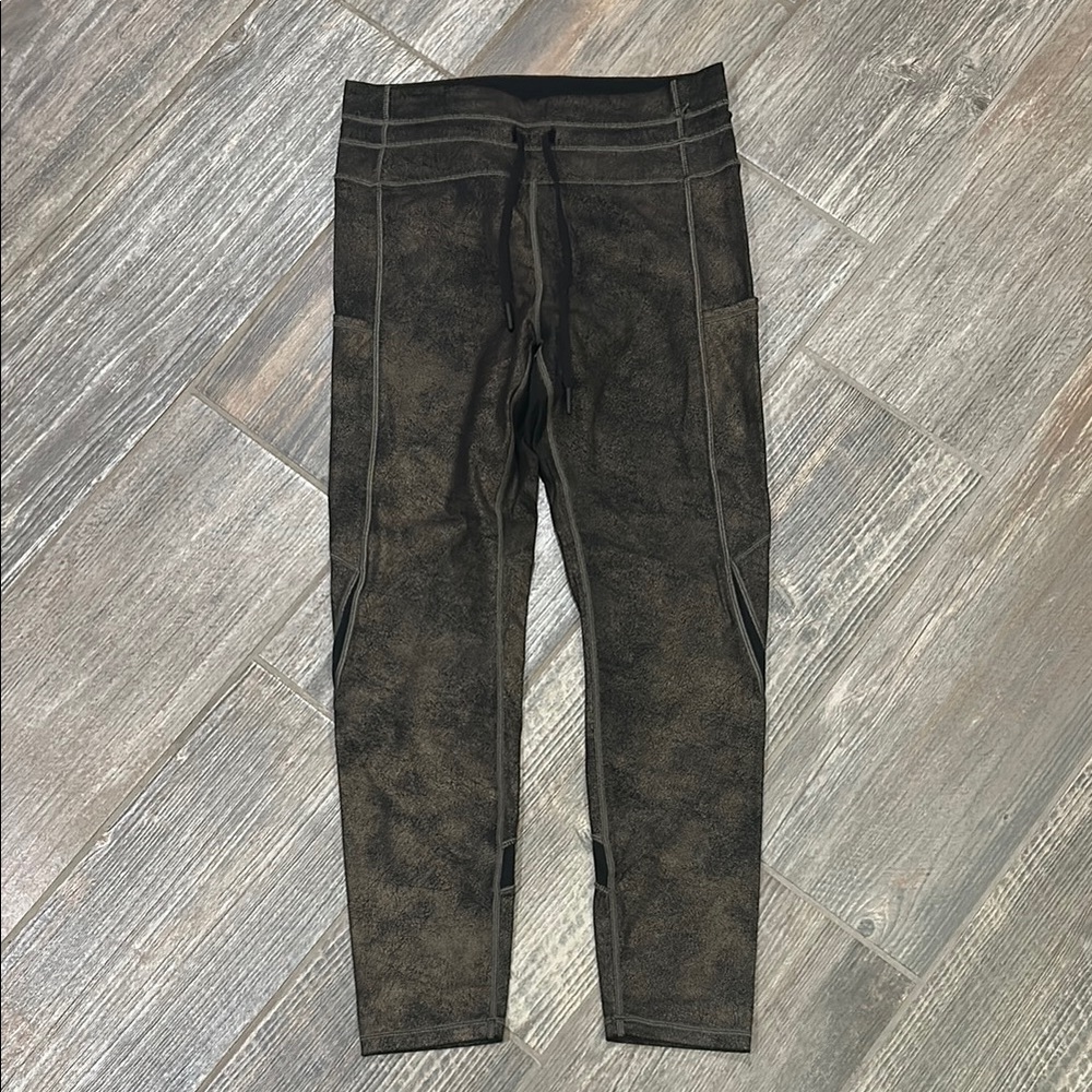 (EUC) Zyia Copper Distressed Pocket Drawstring Luxe Leggings